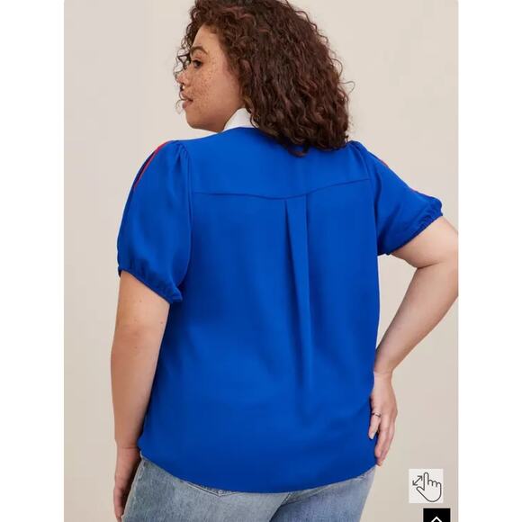 Torrid Disney Snow White Stretch Challis Collared Puff Sleeve Blouse Sz 2 16/18 - Picture 8 of 9